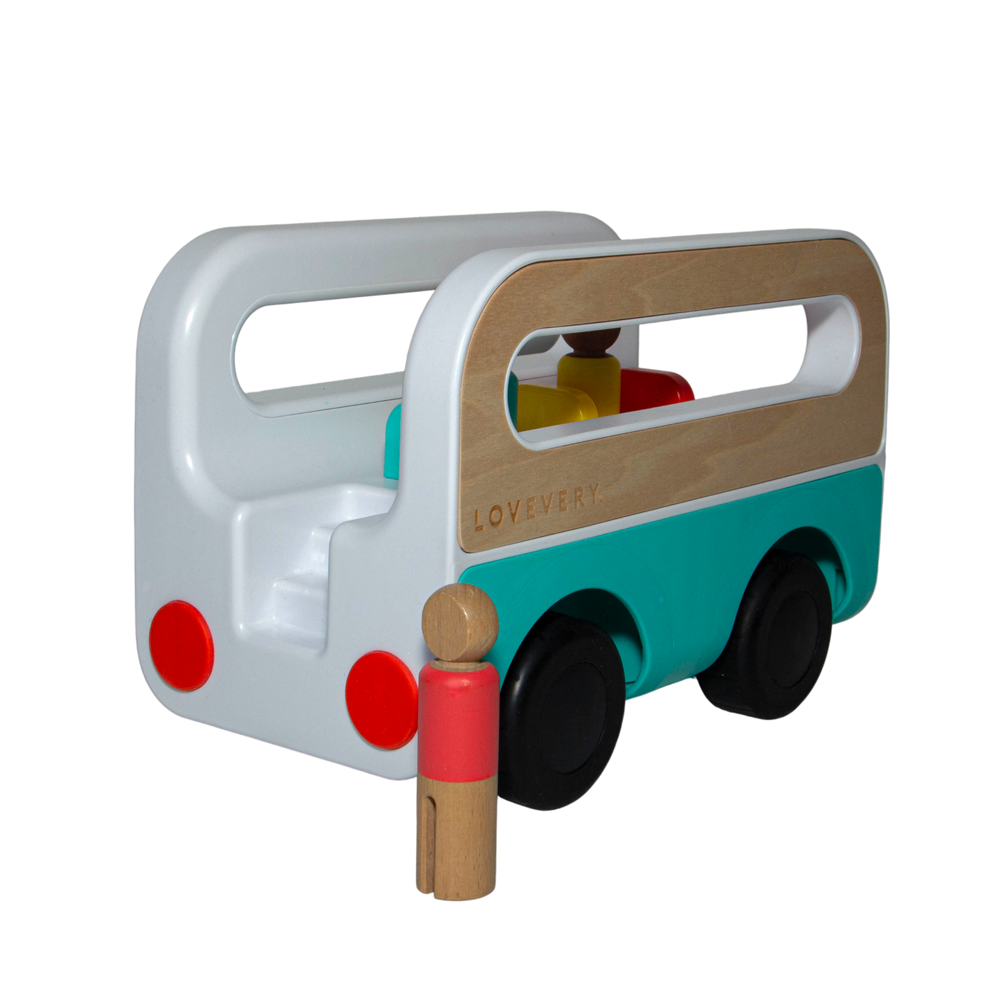 Autobus en bois et ses 3 passagers