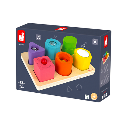 Janod - Puzzle 6 cubes sensoriels I wood (bois)